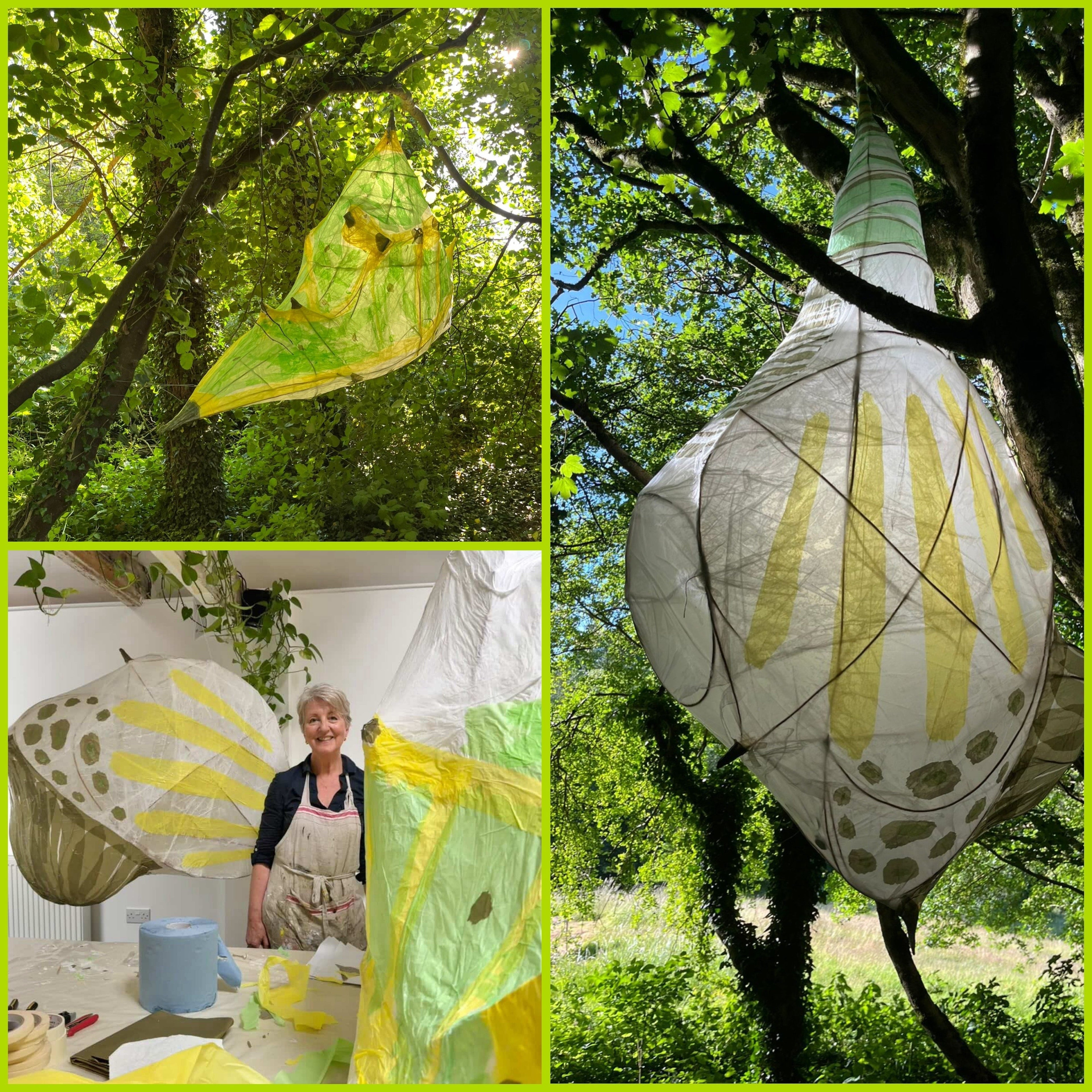 Giant Chrysalis lanterns and my Paper Maze for The Forest of Imagination in Bath, UK