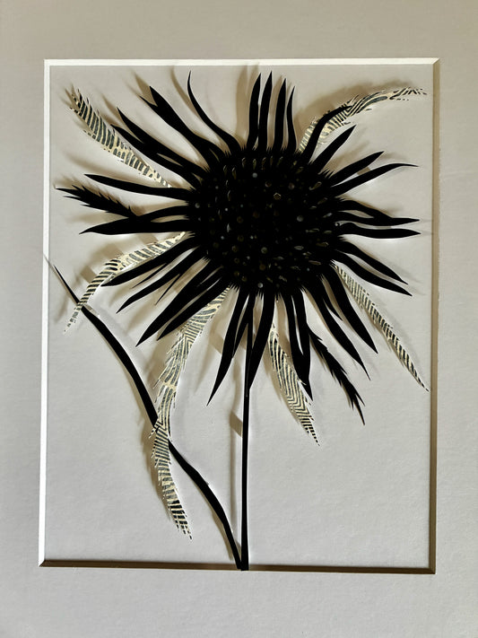Sunflower Silhouette Mounted papercut 2