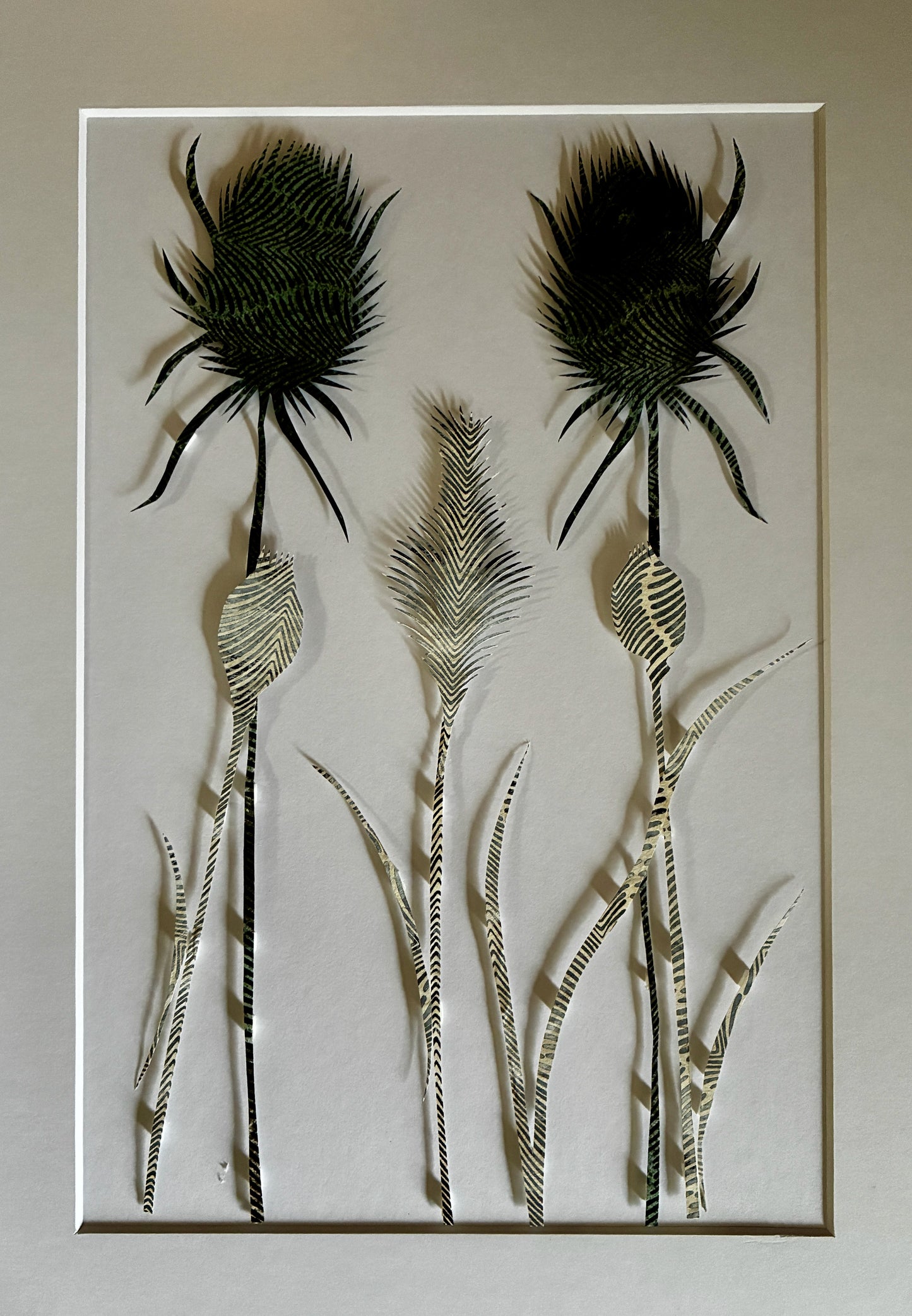 Two Teasels Mounted papercut 3