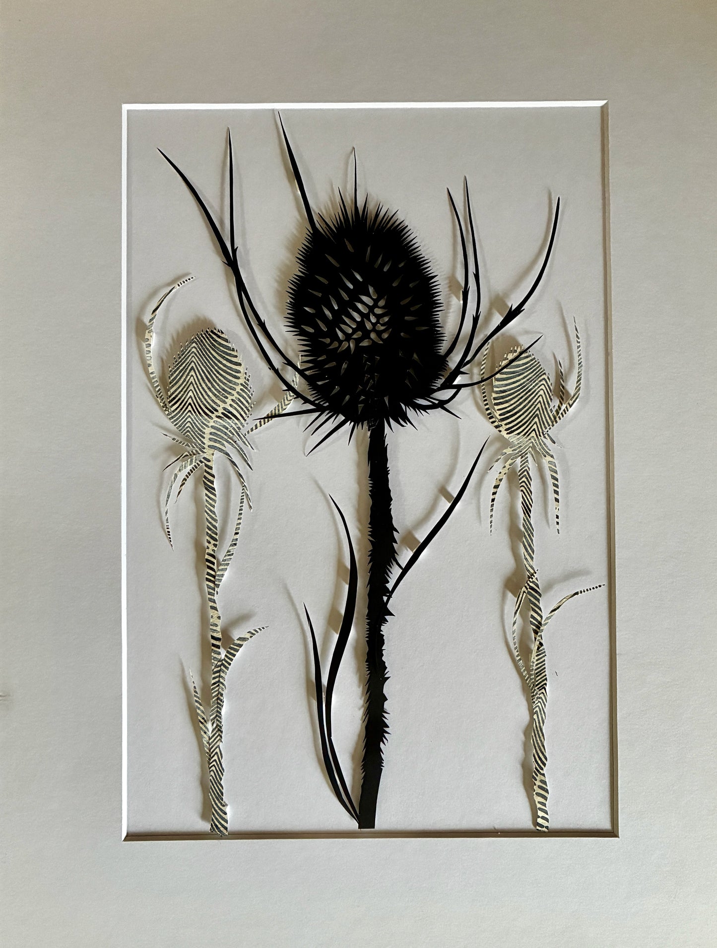 Three Teasel Mounted papercut 6