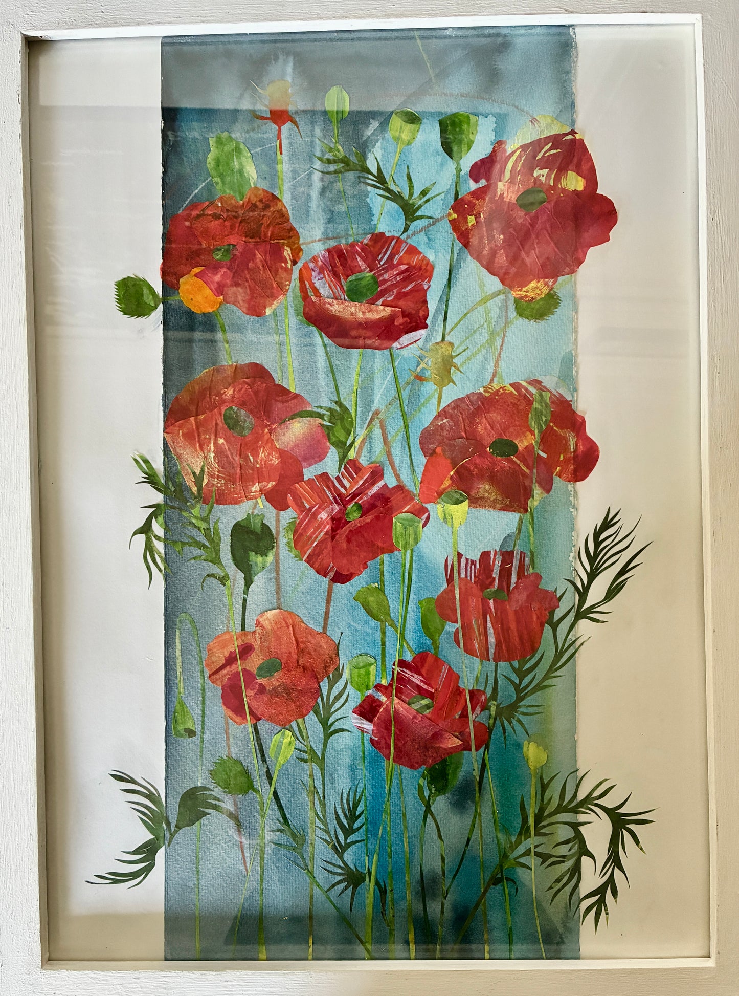 Poppies on Blue